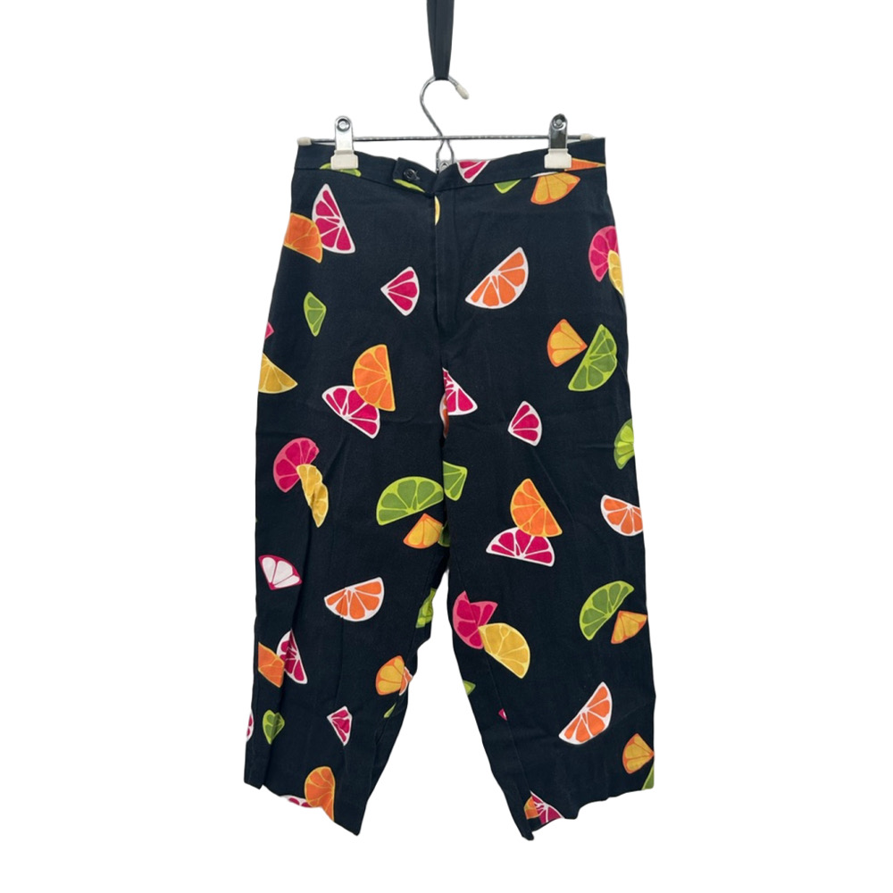 VTG BRIGGS Capri Pants Citrus Fruit Black High Waisted Size 12 Women Vintage